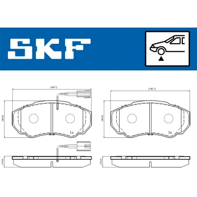 Bilde av SKF VKBP 80273 E Bremseklosser inkl. slitasjevarselkontakt FIAT: Ducato III Flatvogn lastebil / Chassis, Minibuss, PEUGEOT: Boxer Van