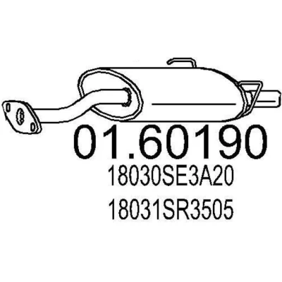 Bilde av MTS 01.60190 Sluttlyddemper 820 HONDA: CIVIC 6 Hatchback