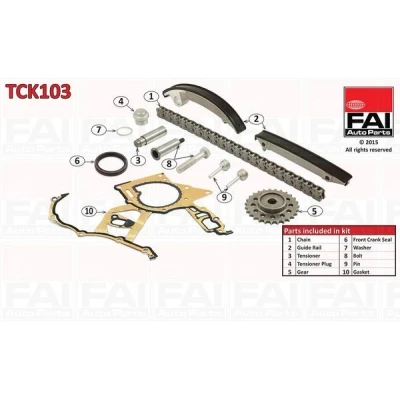 Bilde av FAI AutoParts TCK103 Registerkjedesett med tetning, tannhjul simplex, Boltkjede SAAB: 9 5 Sedan, Stasjonsvogn, OPEL: Omega B Sedan