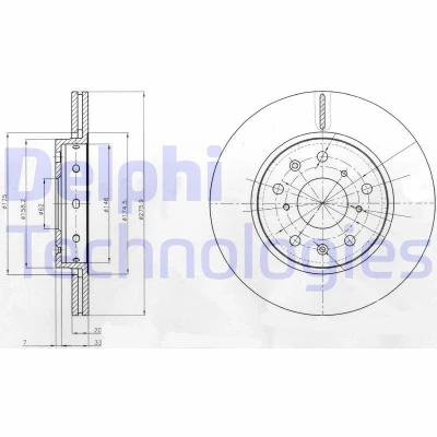 Bilde av DELPHI BG4208 Bremseskiver 276 20 5 ventilert oljet ubehandlet uten hjullager, ABS sensorring SUZUKI: SWIFT 3