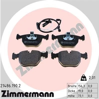 Bilde av ZIMMERMANN 21486.190.2 Bremseklosser inkl. slitasjevarselkontakt Bildet viser leveranseinnholdet BMW: 5 Touring, X5, Sedan