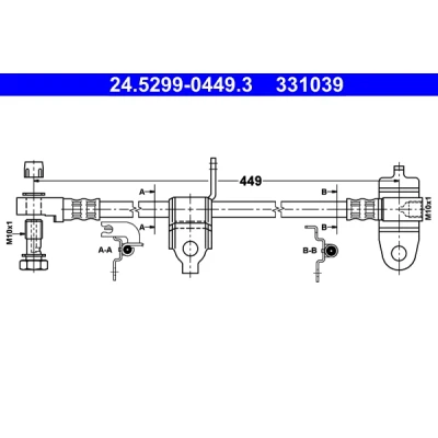 Bilde av ATE 24.5299 0449.3 Bremseslange 449 M10x1