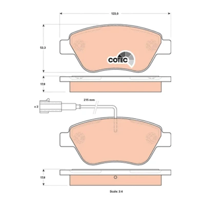 Bilde av TRW COTEC GDB1842 Bremseklosser inkl. slitasjevarselkontakt med bremsecaliperskruer tilbehør FIAT: 500 Hatchback, Punto Evo Hatchback