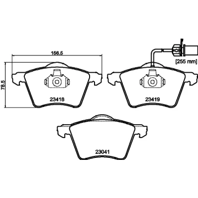 Bilde av HELLA 8DB 355 010 631 Bremseklosser med integrert slitasjevarselkontakt VOLKSWAGEN: Sharan I, SEAT: Alhambra FORD: Galaxy Mk1 MPV