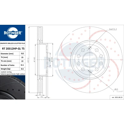 Bilde av Bremseskive ROTINGER RT 20312HP GL T5