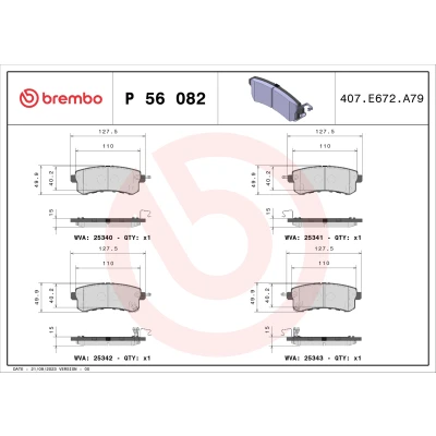 Bilde av BREMBO P 56 082 Bremseklosser med akustisk slitasjevarsel uten tilbehør