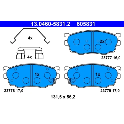 Bilde av ATE 13.0460 5831.2 Bremseklosser med akustisk slitasjevarsel tilbehør MAZDA: 323 F 6, 626 V Hatchback, Sedan