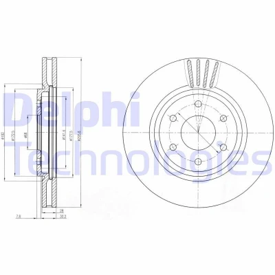 Bilde av DELPHI BG4205 Bremseskiver 296 28 6 ventilert oljet ubehandlet uten hjullager, ABS sensorring NISSAN: Pathfinder 3, NP300 Navara Pick up