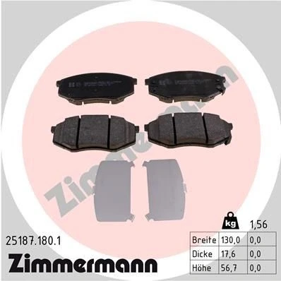 Bilde av ZIMMERMANN 25187.180.1 Bremseklosser med akustisk slitasjevarsel Bildet viser leveranseinnholdet KIA: SOUL 2, HYUNDAI: ix20, Sonata VII