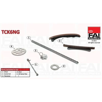 Bilde av FAI AutoParts TCK6NG Registerkjedesett uten tetning, med tannhjul simplex, Boltkjede OPEL: Corsa D Hatchback, Combo Varebil / Stasjonsvogn, Meriva B