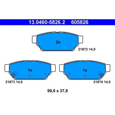 Bilde av ATE 13.0460 5826.2 Bremseklosser med akustisk slitasjevarsel MITSUBISHI: Carisma Sedan, Lancer Stasjonsvogn, Hatchback