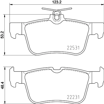 Bilde av HELLA 8DB 355 025 491 Bremseklosser ikke klargjort for slitasjeindikator FORD: Mondeo 5 Kombi, KUGA 2, S Max Mk2, FORD USA: Edge Mk2
