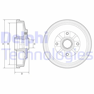 Bilde av DELPHI BF577 Bremsetrommel uten ABS sensorring, hjullager, lager 200
