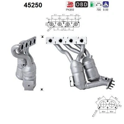Bilde av AS 45250 Katalysator 700mm