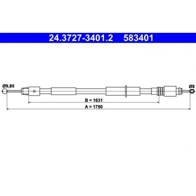 Bilde av ATE 24.3727 3401.2 Bremsekabel 1750 VOLKSWAGEN: Touareg I