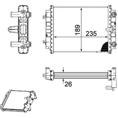 Bilde av MAHLE ORIGINAL CR 913 000P Radiator 235 189 26 Kjøleribber loddet AUDI: A5 B8 Coupé, A8 D4, A4 Avant