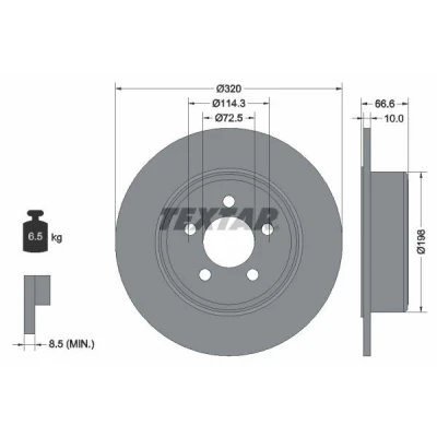 Bilde av TEXTAR PRO 92234803 Bremseskiver 320 10 05/05 114,3 fullt ut belagt uten hjulfestebolt, hjulnav CHRYSLER: 300C Sedan