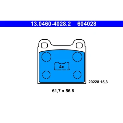 Bilde av ATE 13.0460 4028.2 Bremseklosser ikke klargjort for slitasjeindikator, ekskl. slitasjevarselkontakt VOLKSWAGEN: GOLF 1, Polo II Hatchback