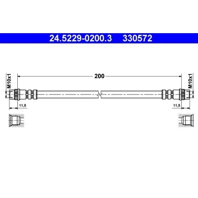Bilde av ATE 24.5229 0200.3 Bremseslange 200 PEUGEOT: 207 Hatchback, 206 NISSAN: Primastar Minibuss, RENAULT: TRAFIC 2 Kasten, Bus