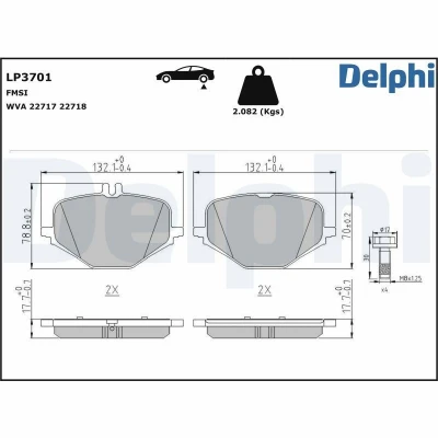 Bilde av DELPHI LP3701 Bremseklosser klargjort for slitasjeindikator med antihyle blikk tilbehør MERCEDES BENZ: GLE