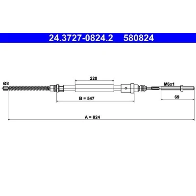 Bilde av ATE 24.3727 0824.2 Bremsekabel 824 PEUGEOT: 406 Stasjonsvogn, Sedan