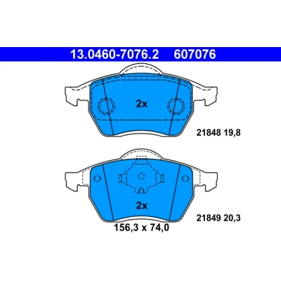 Bilde av ATE 13.0460 7076.2 Bremseklosser ikke klargjort for slitasjeindikator, ekskl. slitasjevarselkontakt VOLKSWAGEN: Sharan I, SEAT: Alhambra I