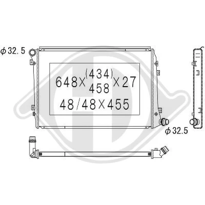 Bilde av DIEDERICHS DCM3446 Radiator 650 445 32 Climate VOLKSWAGEN: Touran I, Passat B6 Variant, Caddy 3, SKODA: Octavia 2 Combi, II Hatchback