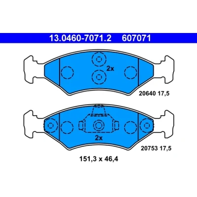Bilde av ATE 13.0460 7071.2 Bremseklosser ikke klargjort for slitasjeindikator, ekskl. slitasjevarselkontakt FORD: Sierra Mk2 Hatchback, Mk1 Hatchback