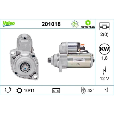 Bilde av VALEO 201018 Starter 12,1 1,8 VOLKSWAGEN: Golf 3, Polo IV Hatchback, 4, AUDI: A3 Hatchback