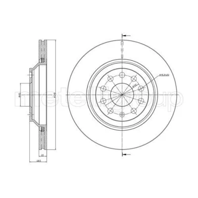 Bilde av METELLI 23 0889C Bremseskiver 310,0 22,0 5 65,0 ventilert spraylakkert VOLKSWAGEN: Golf 7, Passat B6 Variant, B8 AUDI: A3 Sedan
