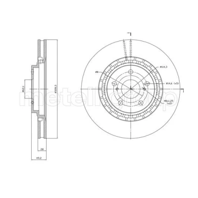Bilde av METELLI 23 1825C Bremseskiver 328,3 28,0 5 62,1 ventilert spraylakkert TOYOTA: RAV4 IV SUV, LEXUS: NX, RX III