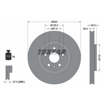 Bilde av TEXTAR 92314505 Bremseskiver 345 30 05/06 120 innvendig ventilert belagt høy karbon uten hjulfestebolt, hjulnav OPEL: Insignia B Sports Tourer