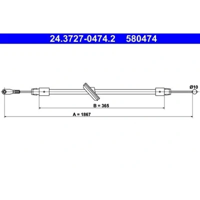 Bilde av ATE 24.3727 0474.2 Bremsekabel 1867 MERCEDES BENZ: Sprinter 3.5 T Van, 5 Flatvogn lastebil/Chassis