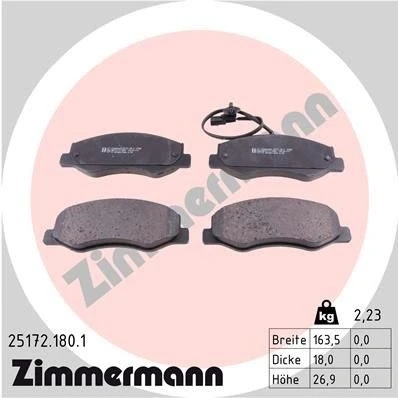 Bilde av ZIMMERMANN 25172.180.1 Bremseklosser inkl. slitasjevarselkontakt Bildet viser leveranseinnholdet RENAULT: MASTER 3 Kasten,