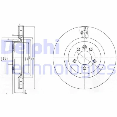 Bilde av DELPHI BG9007C Bremseskiver 360 30 5 ventilert belagt ubehandlet uten hjullager, ABS sensorring LAND ROVER: Range Rover Sport, Discovery 4