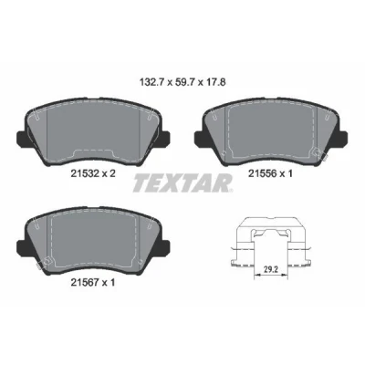 Bilde av TEXTAR 2153201 Bremseklosser inkl. slitasjevarselkontakt med tilbehør KIA: cee‘d II Sportswagon, Hatchback, Pro Hatchback