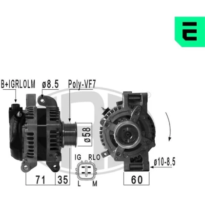 Bilde av ERA 210934A Dynamo 14V 130A TOYOTA: RAV4 III SUV, Avensis Stasjonsvogn, Auris Hatchback