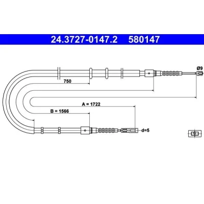 Bilde av ATE 24.3727 0147.2 Bremsekabel 1722 AUDI: 80 B4 Sedan