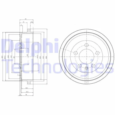 Bilde av DELPHI BF463 Bremsetrommel uten ABS sensorring, hjullager 240 VOLKSWAGEN: Polo IV Hatchback, V SKODA: Fabia 1 Combi, 2