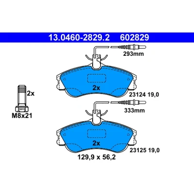 Bilde av ATE 13.0460 2829.2 Bremseklosser inkl. slitasjevarselkontakt med bremsecaliperskruer PEUGEOT: Partner I Combispace, Van, 306 Hatchback