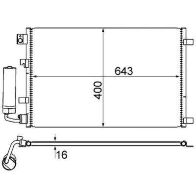 Bilde av MAHLE ORIGINAL AC 604 001S Kondensator med tørker 643 NISSAN: Qashqai / Qashqai+2 I