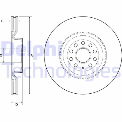 Bilde av DELPHI BG9952 Bremseskiver 345 30 5 ventilert oljet ubehandlet uten hjullager, ABS sensorring VOLKSWAGEN: Passat B6 Variant, GOLF 5, 6