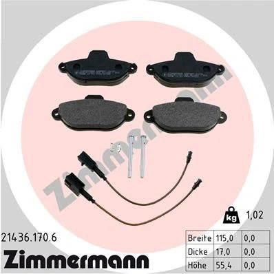 Bilde av ZIMMERMANN 21436.170.6 Bremseklosser inkl. slitasjevarselkontakt Bildet viser leveranseinnholdet FIAT: 500 Hatchback
