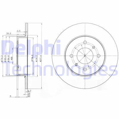 Bilde av DELPHI BG3764 Bremseskiver 278 10 4 fullt ut oljet ubehandlet uten hjullager, ABS sensorring NISSAN: Primera Hatchback
