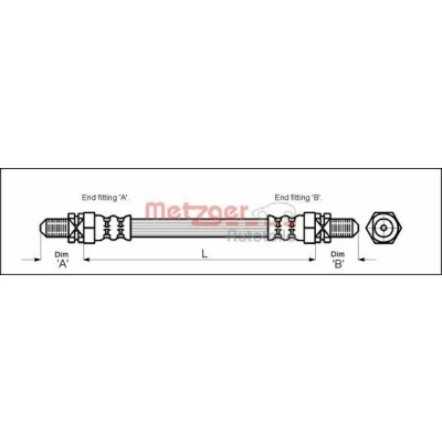 Bilde av METZGER 4113254 Bremseslange 295 M10 x 1 FORD: Sierra Mk1 Hatchback, Mk2 Sedan, Hatchback