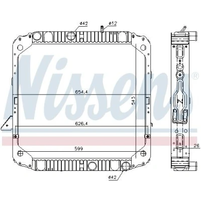 Bilde av NISSENS 62743 Radiator Aluminium 543 599 26 med ramme Kjøleribber loddet