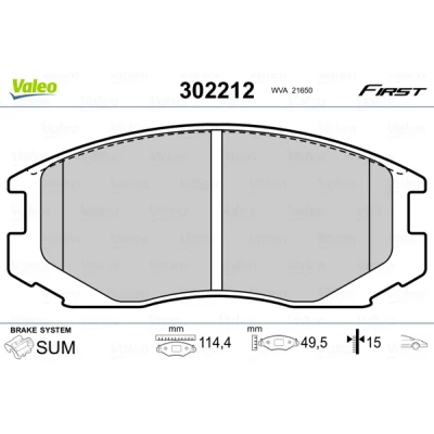 Bilde av VALEO 302212 Bremseklosser framaksel ekskl. slitasjevarselkontakt med antihyle blikk DAIHATSU: Terios II, Sirion I