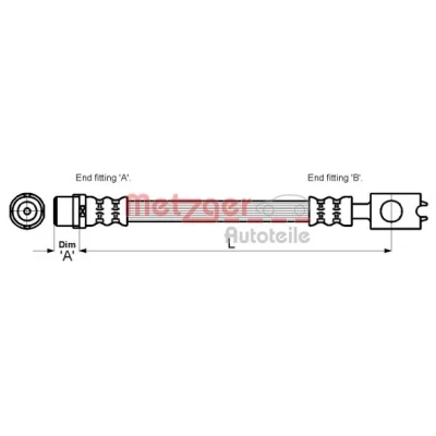 Bilde av METZGER 4116213 Bremseslange 195 VOLKSWAGEN: Passat B5 Stasjonsvogn