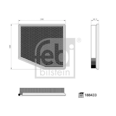 Bilde av FEBI BILSTEIN 188433 Luftfilter 40,5mm 238mm 248mm Filterinnsats