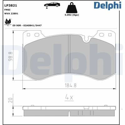 Bilde av Bremseklosser sett DELPHI LP3821
